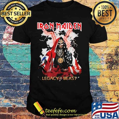 Iron Maiden Legacy Of The Beast Skull American Flag Shirt