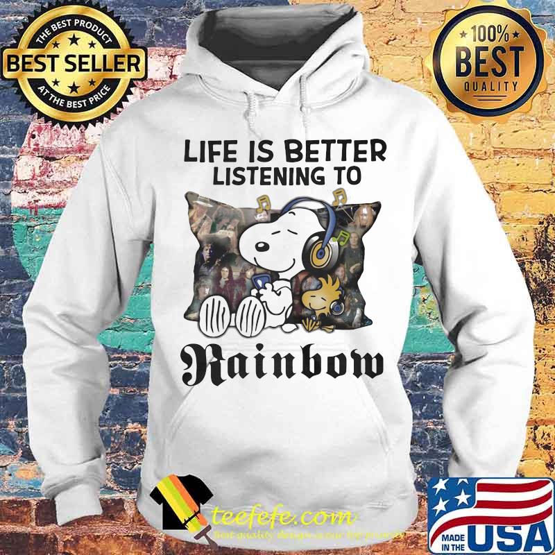 Life Is Better Listening To Rainbom Snoopy And Woodstock Shirt Hoodie Life Is Better Listening To Rainbom Snoopy And Woodstock Shirt Hoodie