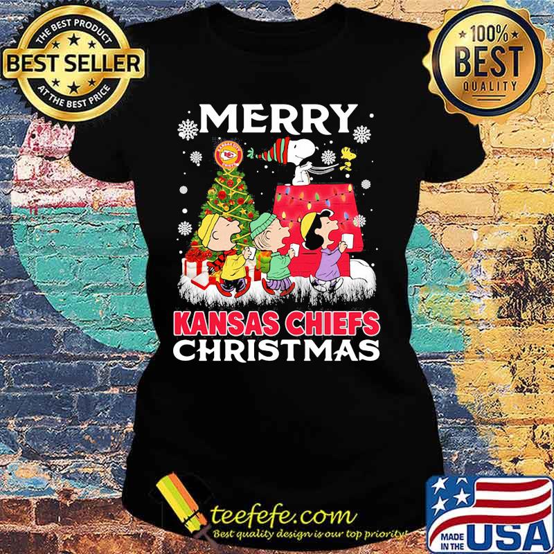 Merry Kansas Chiefs Christmas Snoopy Shirt Ladies tee Merry Kansas Chiefs Christmas Snoopy Shirt Ladies tee