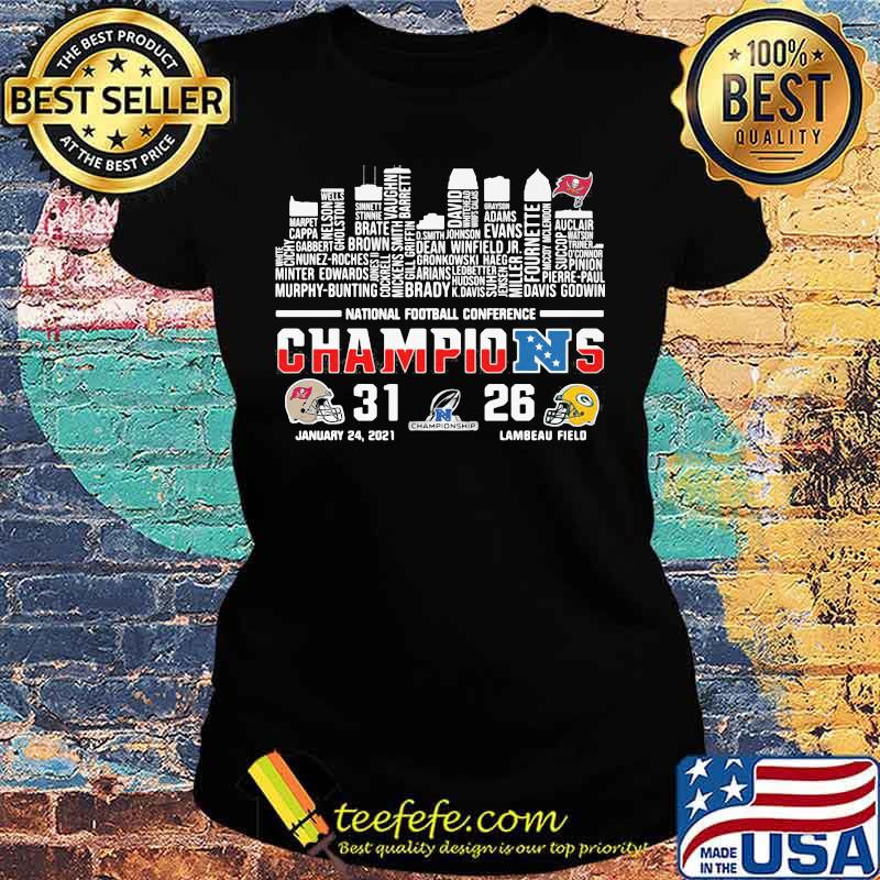 National Football Conference Champions Tampa Bay Buccaneers And Green Bay Packers Flag Shirt Ladies tee National Football Conference Champions Tampa Bay Buccaneers And Green Bay Packers Flag Shirt Ladies tee