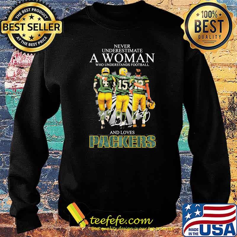 Never Underestimate A Woman Who Understand Football And Loves Packers Signature Shirt Sweater Never Underestimate A Woman Who Understand Football And Loves Packers Signature Shirt Sweater