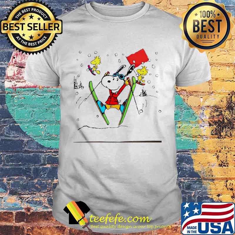 Official Snoopy And Woodstock Snowboarding Shirt