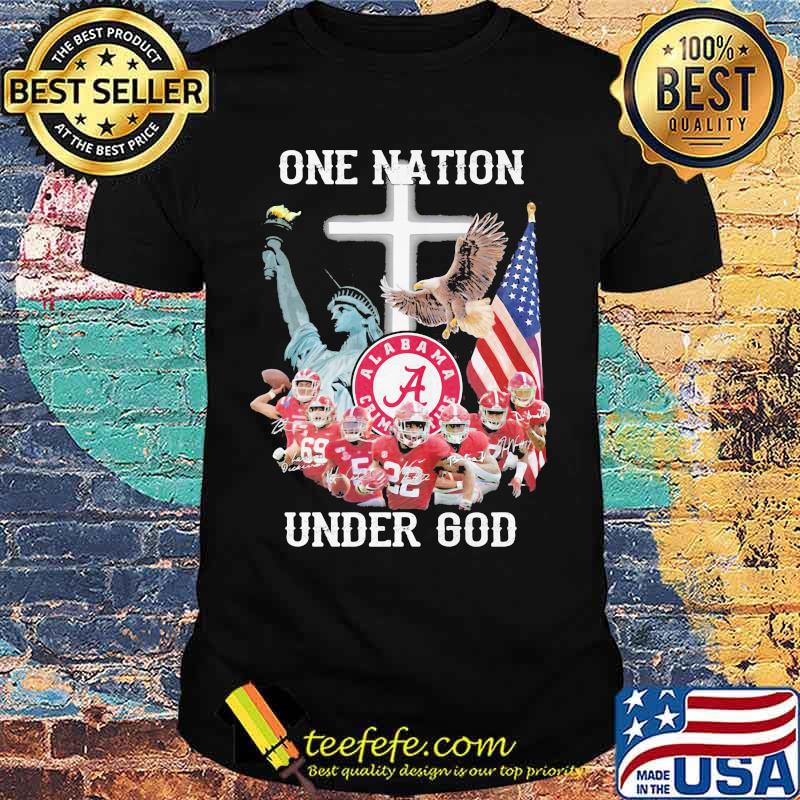 One Nation Alabama Crimson Tide Under God Football American Flag Cross Shirt