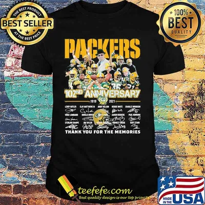 Packers 102nd Anniversary 1919 2021 Thank You For The Memories Signature Green Bay Football Shirt