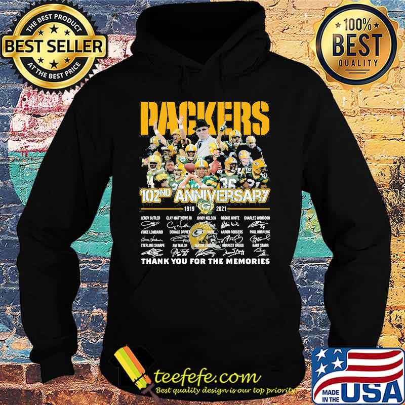 Packers 102nd Anniversary 1919 2021 Thank You For The Memories Signature Shirt Hoodie Packers 102nd Anniversary 1919 2021 Thank You For The Memories Signature Shirt Hoodie