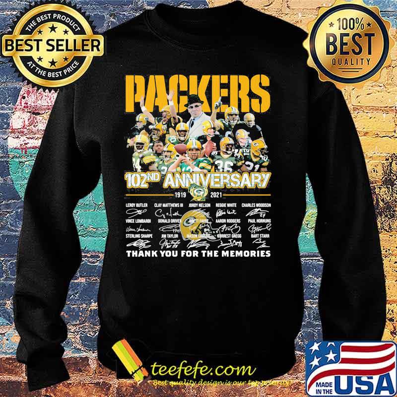 Packers 102nd Anniversary 1919 2021 Thank You For The Memories Signature Shirt Sweater Packers 102nd Anniversary 1919 2021 Thank You For The Memories Signature Shirt Sweater