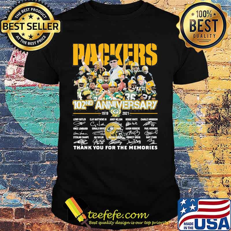Packers 102nd Anniversary 1919 2021 Thank You For The Memories Signature Shirt Packers 102nd Anniversary 1919 2021 Thank You For The Memories Signature Shirt
