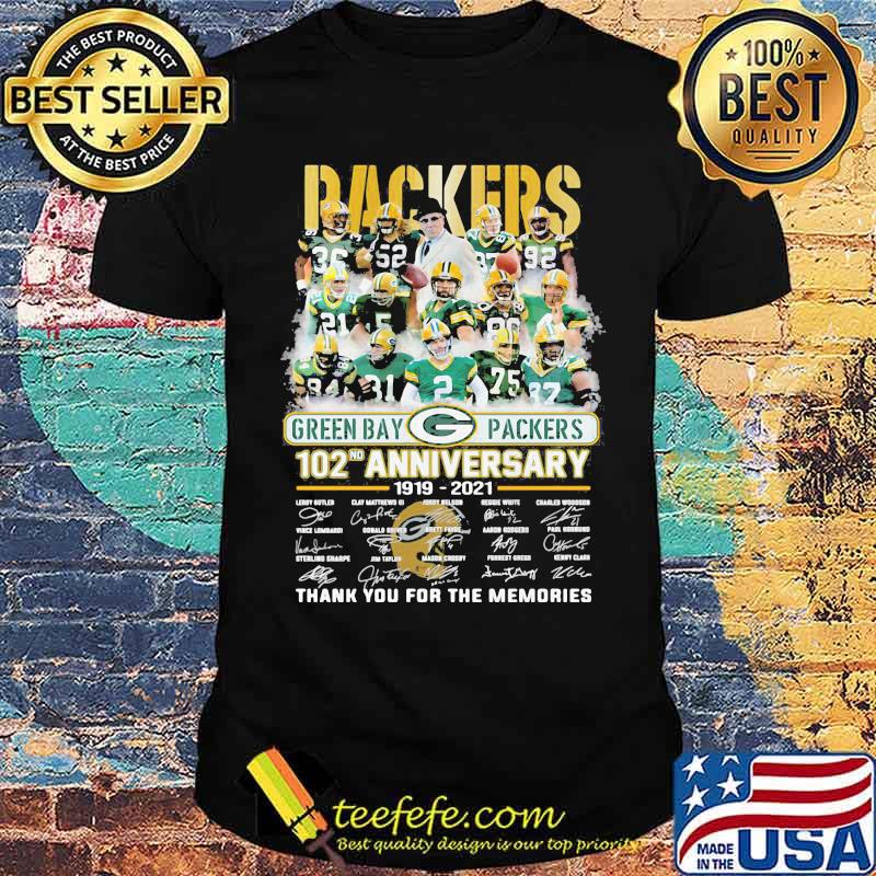 Packers Green Bay 102nd Anniversary 1919 2021 Thank You For The Memories Signature Shirt