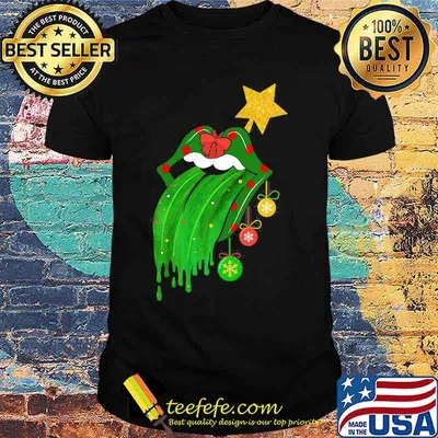 Rock And Roll Rolling Stone Lips Grinch Merry Xmas Shirt