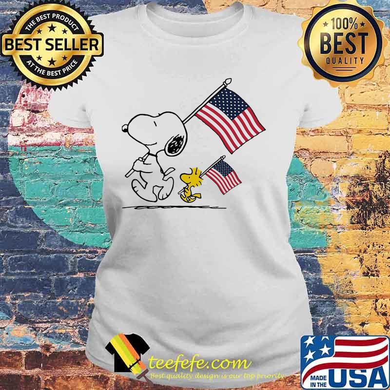 Snoopy And Woodstock Hold The Hand American Flag Shirt Laides tee Snoopy And Woodstock Hold The Hand American Flag Shirt Laides tee