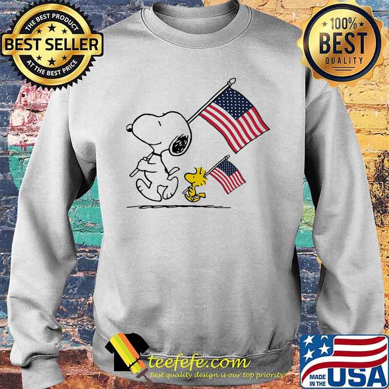 Snoopy And Woodstock Hold The Hand American Flag Shirt Sweater Snoopy And Woodstock Hold The Hand American Flag Shirt Sweater