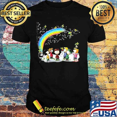 Snoopy Woodstock And Friends Snowman Rainbow Shirt