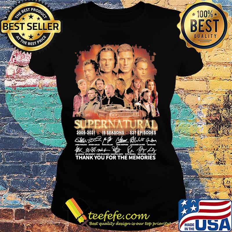Supernatural 2005 2021 15 Seasons Thank You For The Memories Signature Shirt Ladies tee Supernatural 2005 2021 15 Seasons Thank You For The Memories Signature Shirt Ladies tee