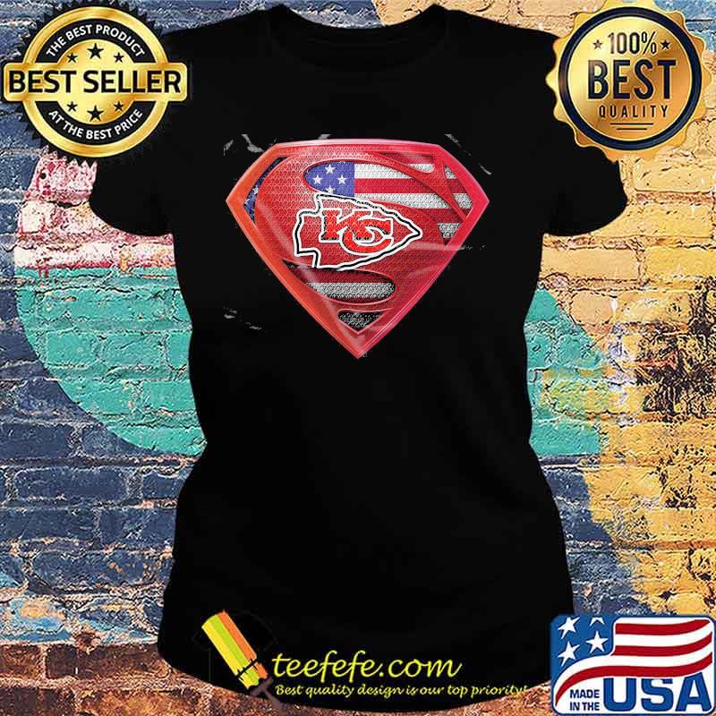 Symbol Superman American Flag Kansas City Chiefs Shirt Ladies tee Symbol Superman American Flag Kansas City Chiefs Shirt Ladies tee