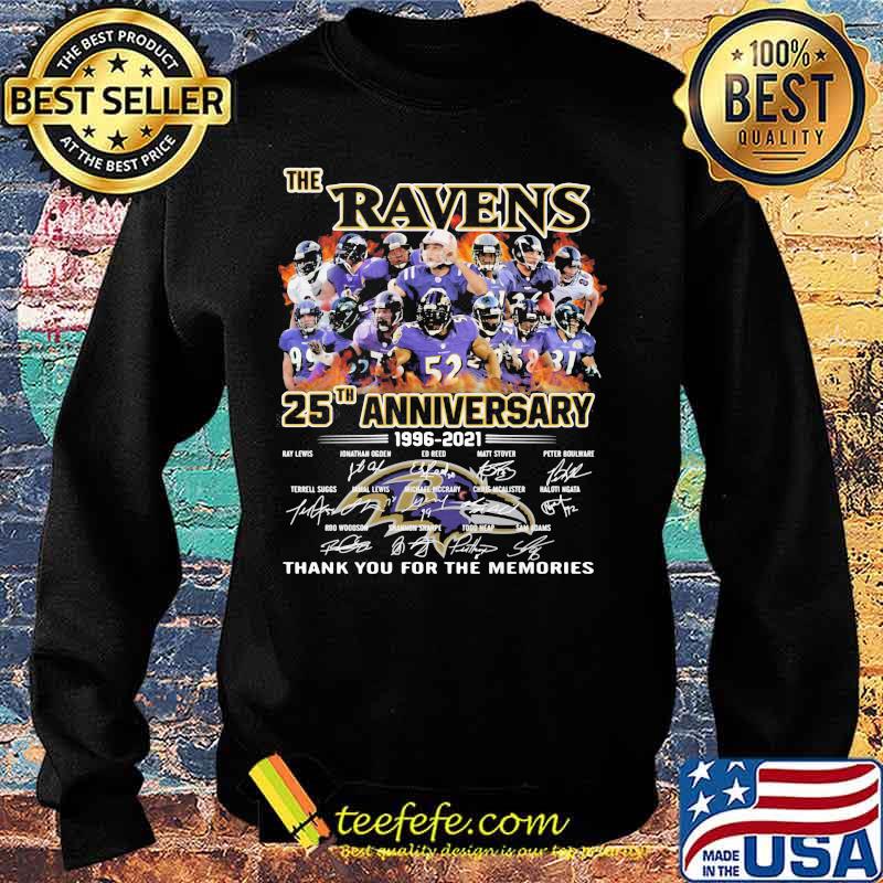The Ravens 25th Anniversary 1996 2021 Thank You For The Memories Signature Shirt Sweater The Ravens 25th Anniversary 1996 2021 Thank You For The Memories Signature Shirt Sweater