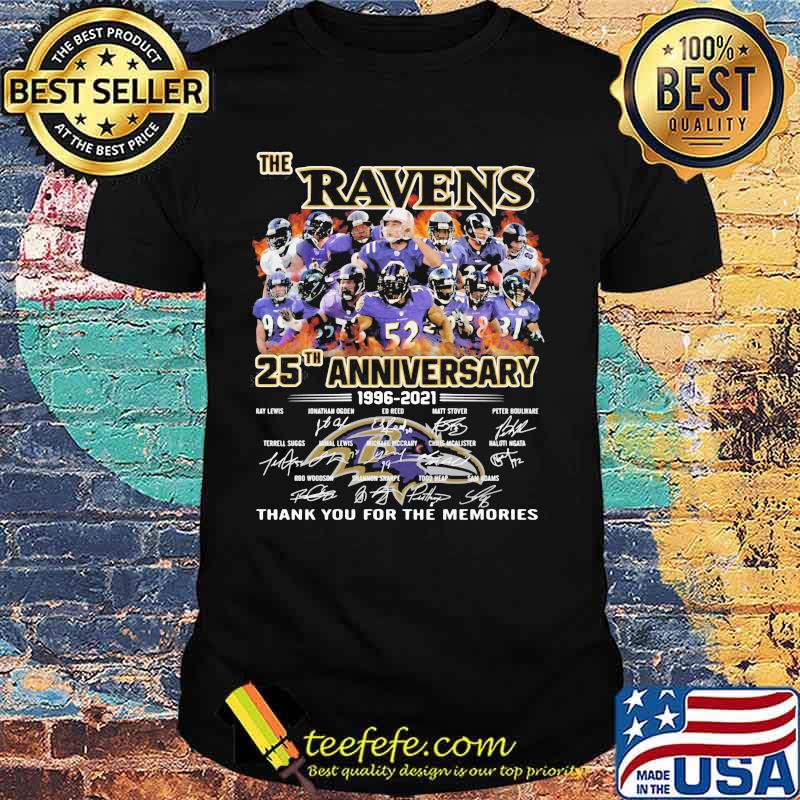 The Ravens 25th Anniversary 1996 2021 Thank You For The Memories Signature Shirt