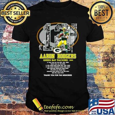 12 Aaron Rodgers Green Bay Packers 2005 thank you for the memories signatures shirt