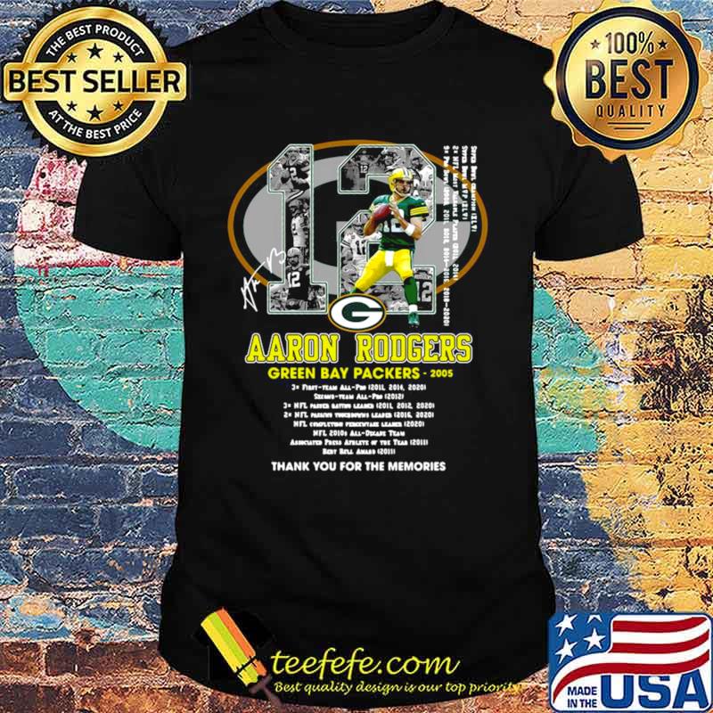 12 Aaron Rodgers Green Bay Packers 2005 thank you for the memories signatures shirt 12 Aaron Rodgers Green Bay Packers 2005 thank you for the memories signatures shirt