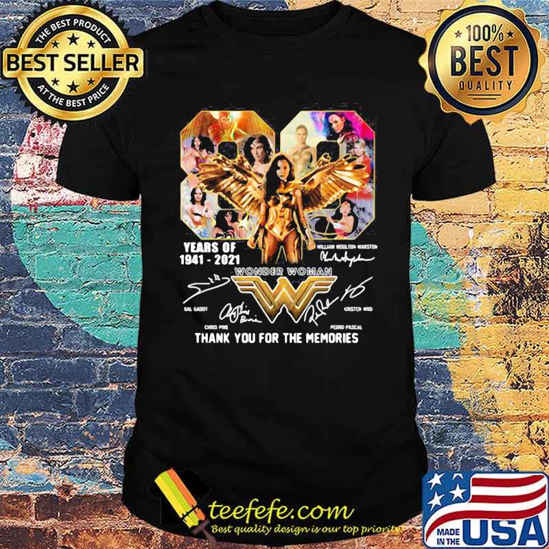 80 years of 1941 2021 wonder woman thank you for the memories signature shirt