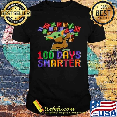 Baby Yoda Dabbing 100 Days Smarter Color shirt