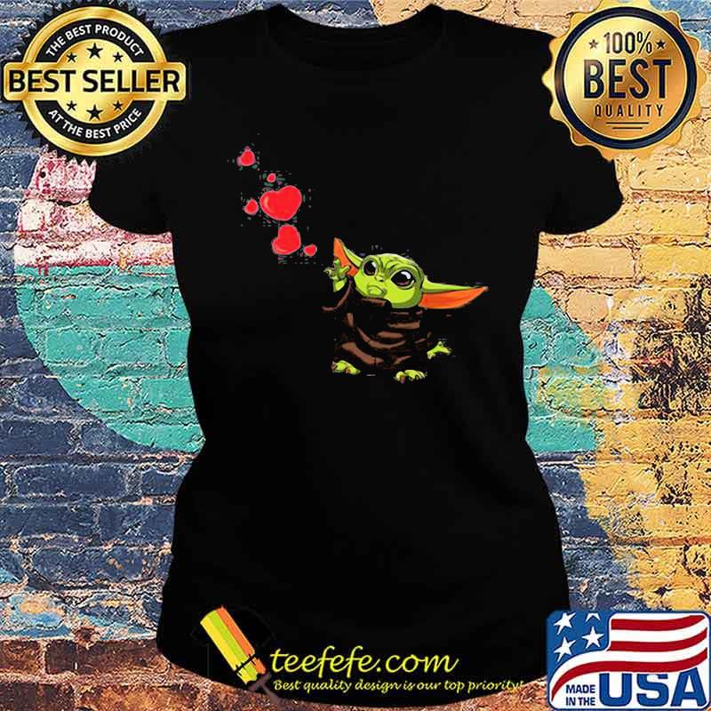Baby Yoda Hearts Happy Valentine Day Shirt Ladies tee Baby Yoda Hearts Happy Valentine Day Shirt Ladies tee