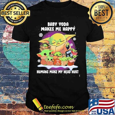 Baby Yoda Makes Me Happy Humans Make My Head Hurt Merry Xmas Shirt