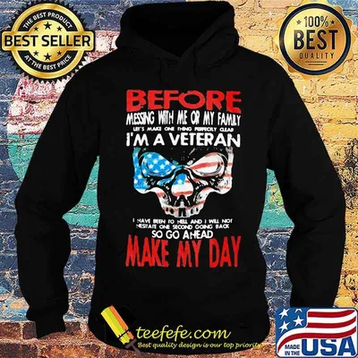 Before Messing With Me Or My Family I’m A Veteran Make My Day Skull American Flag Shirt