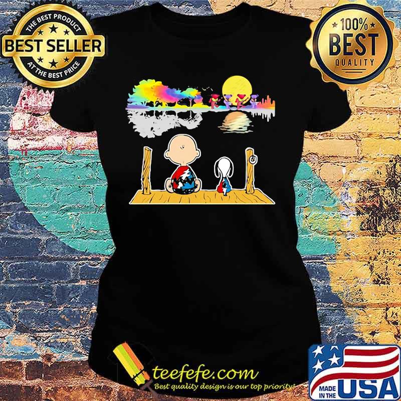 Charlie And Snoopy Watchs Dancing Bear Grateful Dead Shirt Ladies tee Charlie And Snoopy Watchs Dancing Bear Grateful Dead Shirt Ladies tee