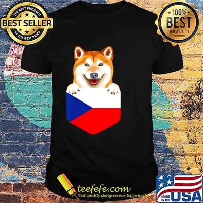 Czech Republic Flag Shiba Inu Dog In Pocket shirt