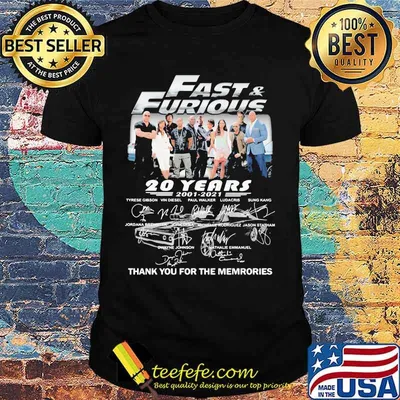 Fast And Furious 20 Years 2001 2021 Thank You For The Memories Signature Shirt