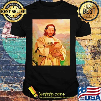 God Keanu Reeves Hug Baby Yoda shirt