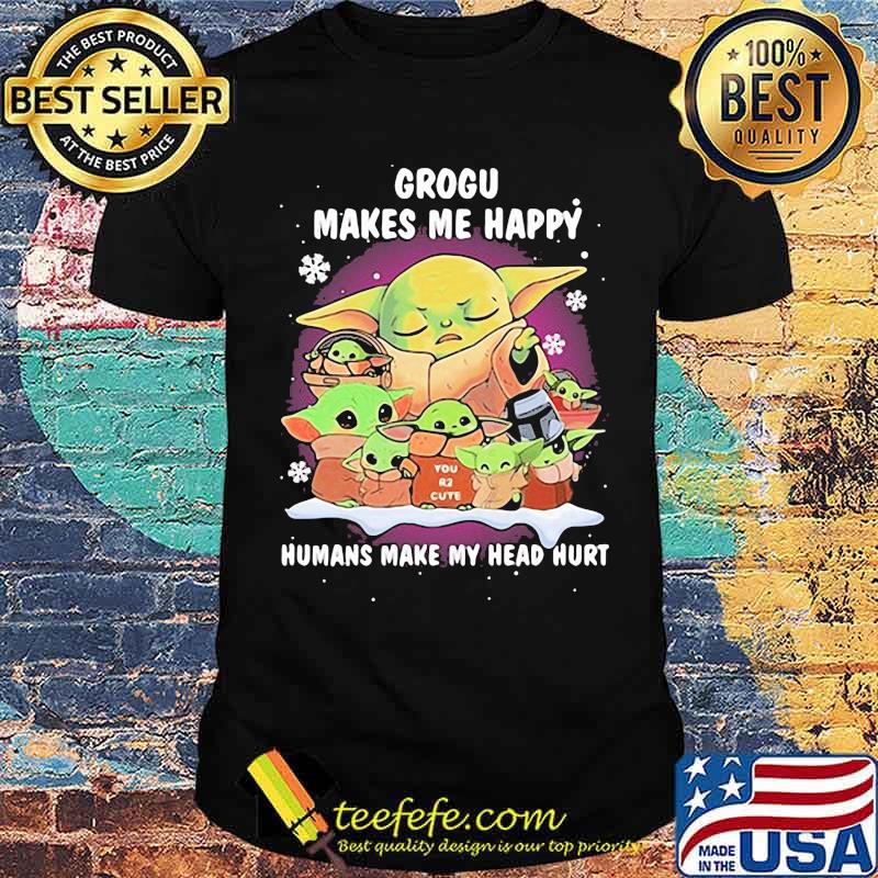 Grogu Makes Me Happy Humans Make My Head Hurt Baby Yoda Xmas Shirt