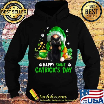 Happy Saint Catrick’s Day Black Cat Irish Gnome Shirt