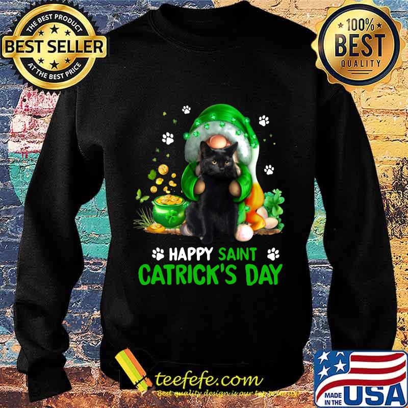 Happy Saint Catrick’s Day Black Cat Irish Gnome Shirt Sweater Happy Saint Catrick’s Day Black Cat Irish Gnome Shirt Sweater