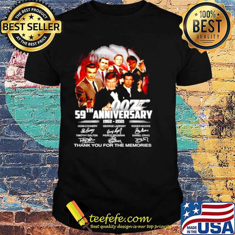 James Bond 007 59th Anniversary 1962 2021 signature thank you for the memories shirt