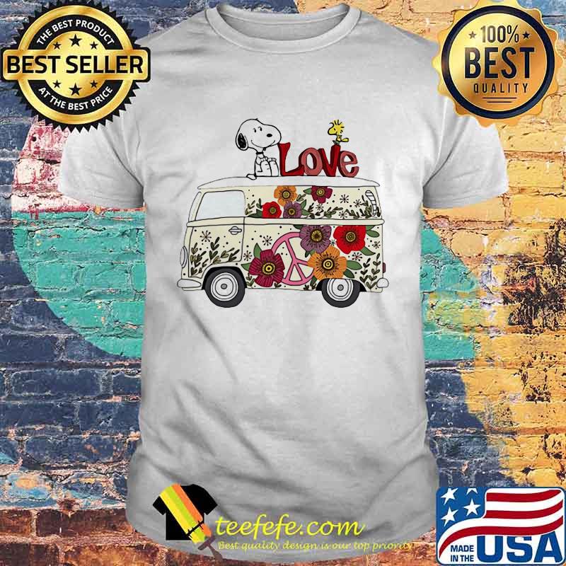 Love Bus Flowers Snoopy And Woodstock Shirt