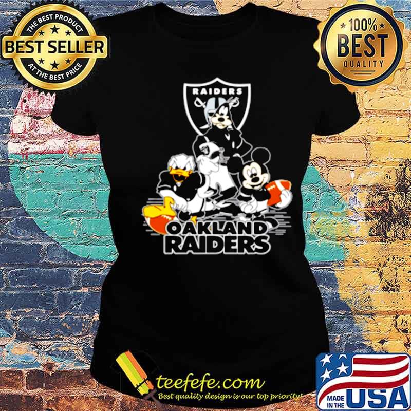 Mickey Mouse Donald Duck And Goofy With Oakland Raiders Sport s Ladies tee Mickey Mouse Donald Duck And Goofy With Oakland Raiders Sport s Ladies tee