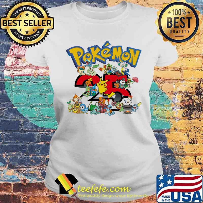 Pokemon Twenty Five Years Cartoon Shirt Laides tee Pokemon Twenty Five Years Cartoon Shirt Laides tee