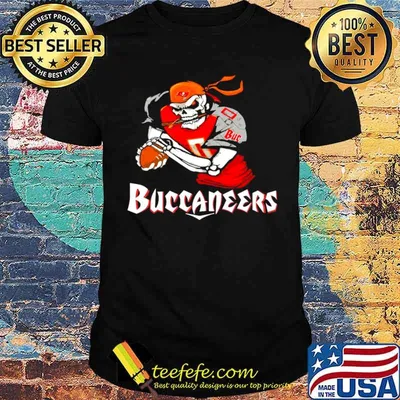 Skeleton playing Rugby Buccaneers shirt