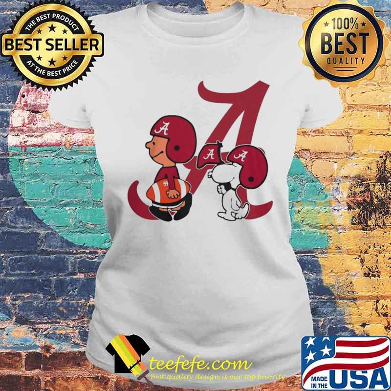 Snoopy And Charlie Brown With Alabama Crimson Tide 2021 s Laides tee Snoopy And Charlie Brown With Alabama Crimson Tide 2021 s Laides tee