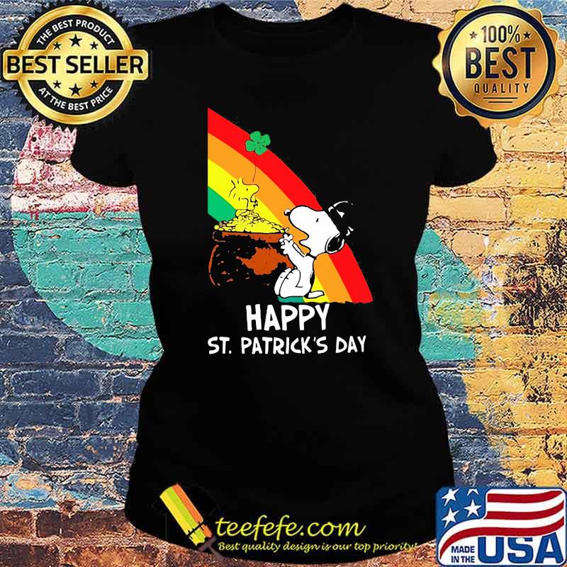 Snoopy Happy St. Patrick's Day Rainbow Shirt Ladies tee Snoopy Happy St. Patrick's Day Rainbow Shirt Ladies tee