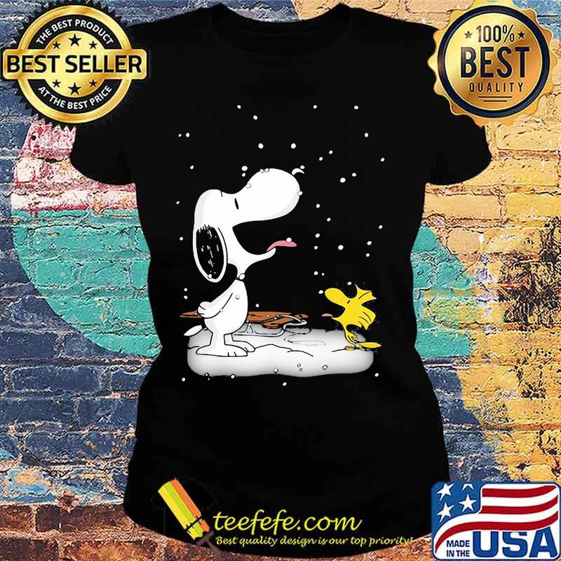 Snoopy With Woodstock Playing In The Snow Shirt Ladies tee Snoopy With Woodstock Playing In The Snow Shirt Ladies tee