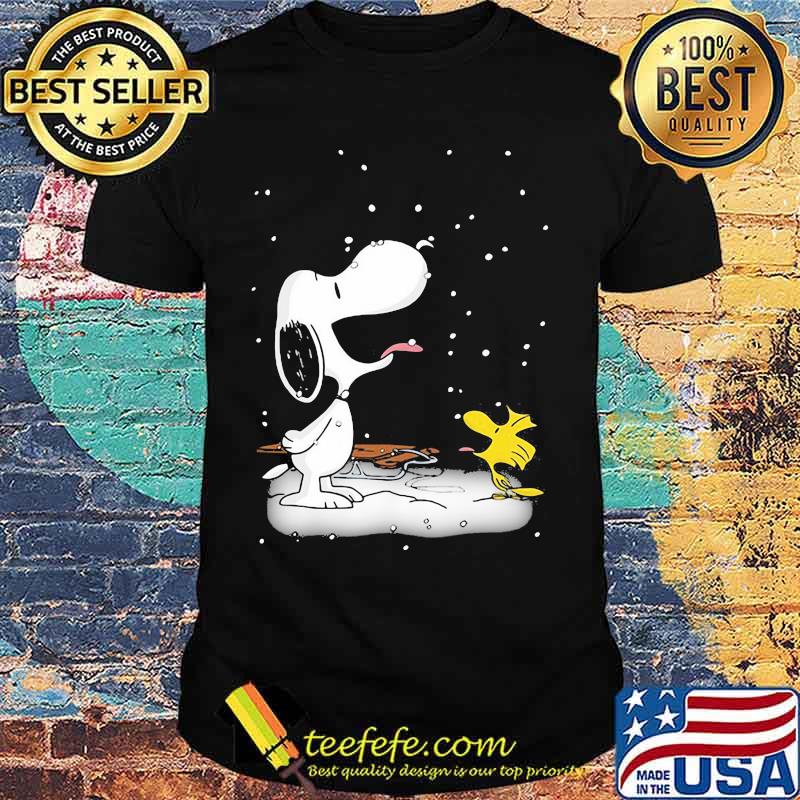 Snoopy With Woodstock Playing In The Snow Shirt Snoopy With Woodstock Playing In The Snow Shirt