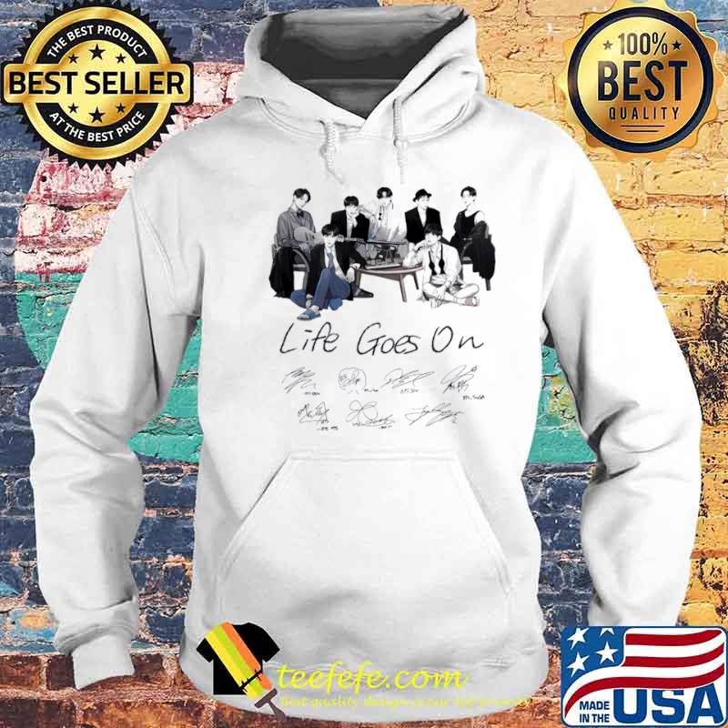 The Bts Boys Music Band Life Goes On Signatures Hoodie The Bts Boys Music Band Life Goes On Signatures Hoodie