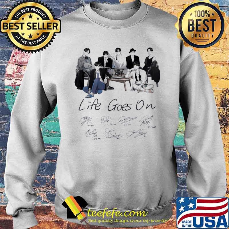 The Bts Boys Music Band Life Goes On Signatures Sweater The Bts Boys Music Band Life Goes On Signatures Sweater