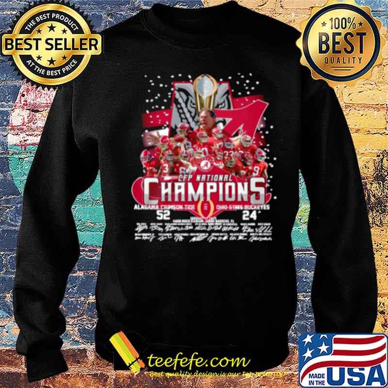 The Cfp National Champions With Alabama Crimson Tide 52 24 Ohio State Buckeyes Signatures s Sweater The Cfp National Champions With Alabama Crimson Tide 52 24 Ohio State Buckeyes Signatures s Sweater