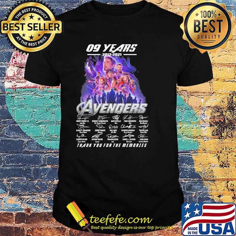 09 Years 2012 2021 Avengers Thank You For The Memories Signature Shirt
