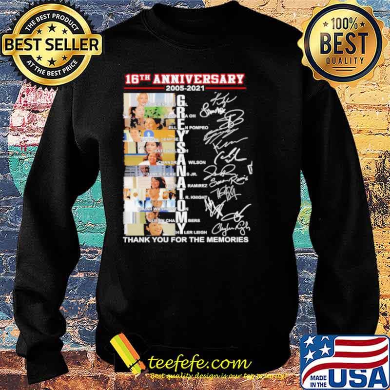 16th Anniversary 2005 2021 Grey’s Anatomy Thank You For The Memories Signatures Sweater 16th Anniversary 2005 2021 Grey’s Anatomy Thank You For The Memories Signatures Sweater