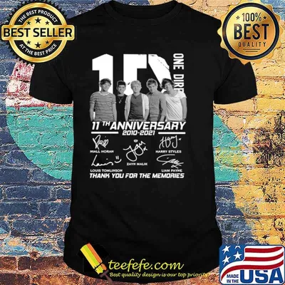 1D one Direction 11th anniversary 2010 2021 signatures thank you for the memories shirt