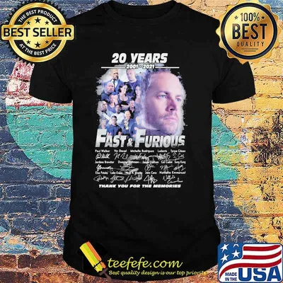 20 Years 2001 2021 Fast And Furious Thank You For The Memories Signature Shirt